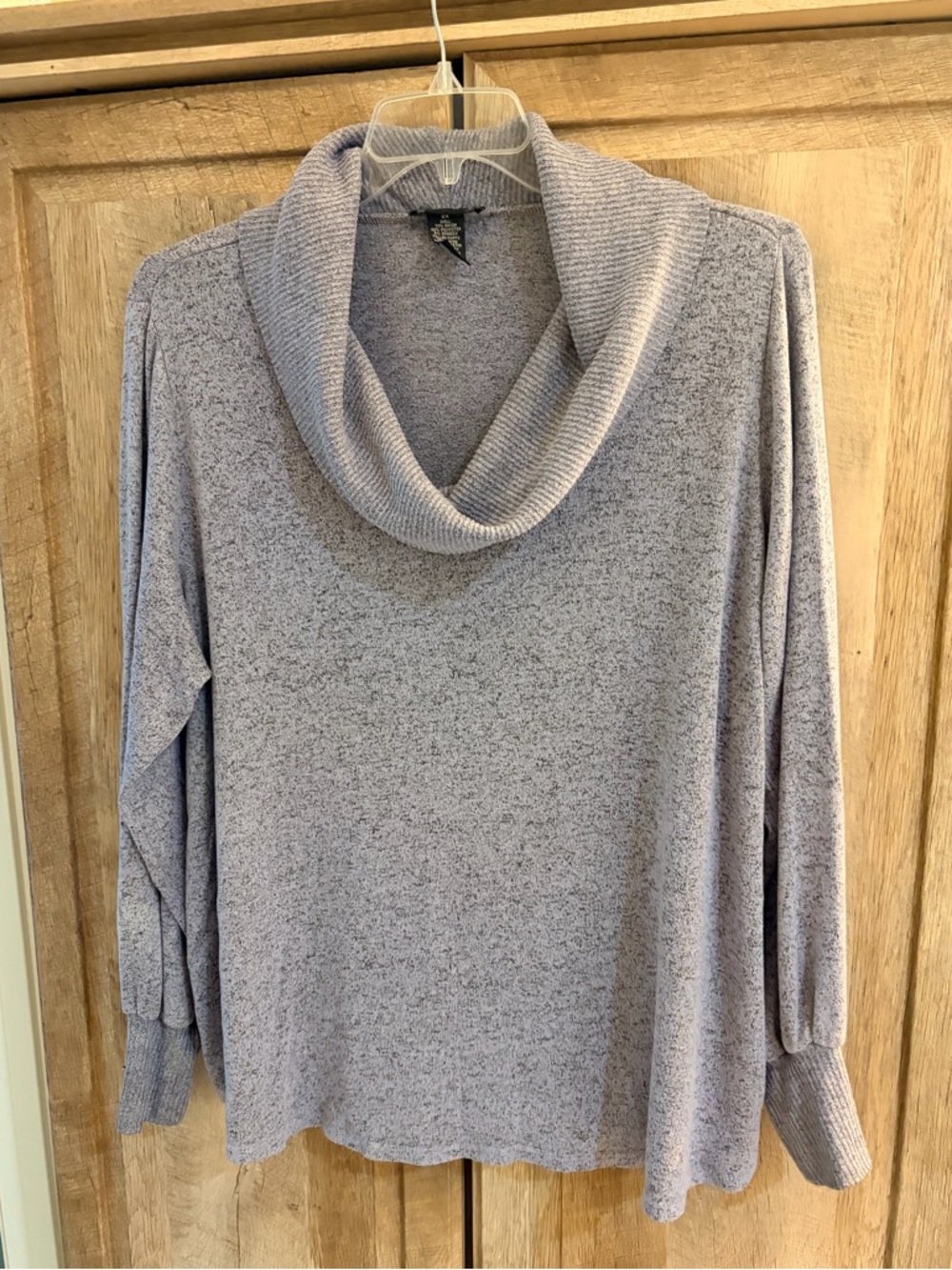 Grace 2X Cozy Cowl Neck Sweater - Light Gray